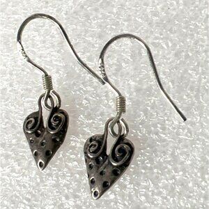 925 Sterling Silver Drop Dangle Earrings Strawberry Heart Shaped Swirl Dainty